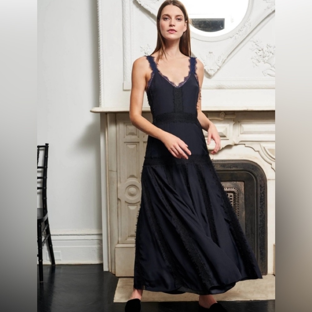 La Ligne | Maggie Lace Slipdress  Silk In Midnight Navy Black